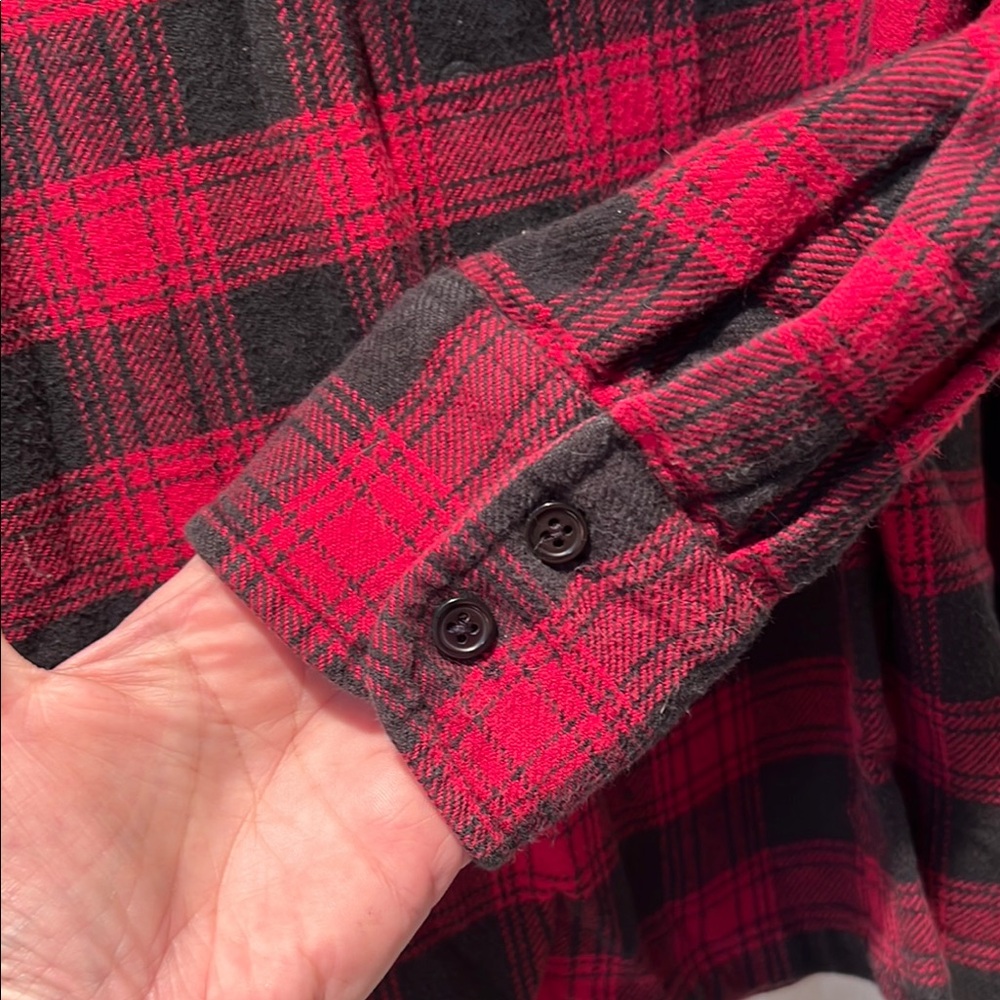 VENEZIA JEANS ♥️ VINTAGE RED/BLACK HEAVY COTTON FLANNEL PLAID SHIRT Women 18/20 - Picture 4 of 8